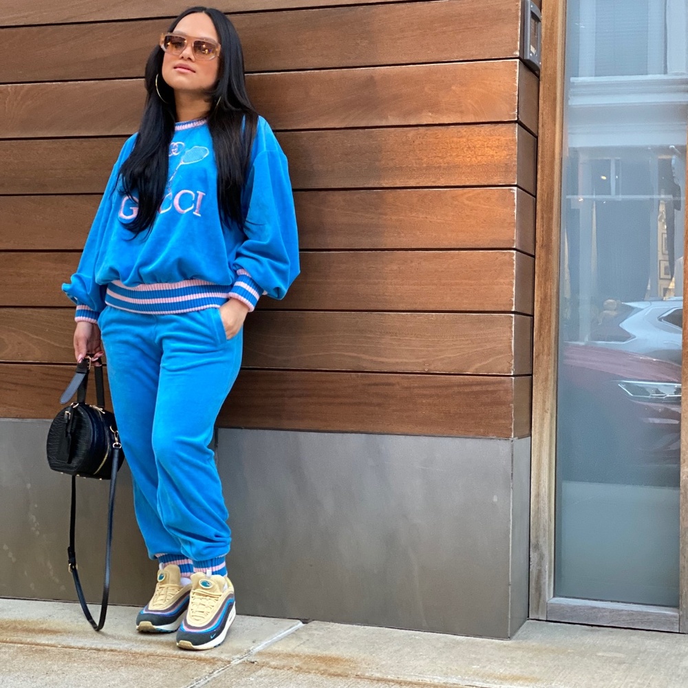 Gucci Blue & baby pink sweat suit